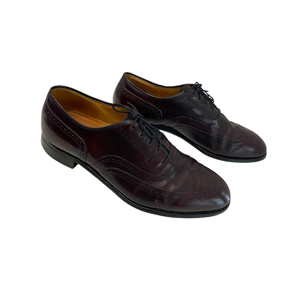 Johnston & Murphy Wingtip Oxford Men 9.5 Burgundy Leather Brogue Dress Shoes